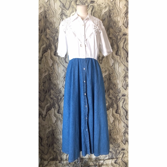 Vintage Carol Le Valley Embroidered SHIRT DRESS - Picture 1 of 5